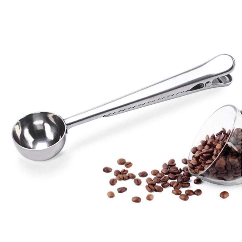 Amazon hete verkopende koffielepel met koffietasclip roestvrijstalen koffielepelclip